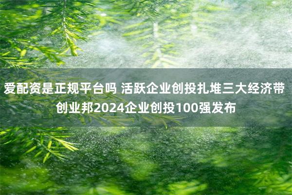 爱配资是正规平台吗 活跃企业创投扎堆三大经济带 创业邦2024企业创投100强发布