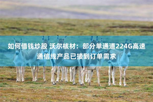 如何借钱炒股 沃尔核材：部分单通道224G高速通信线产品已接到订单需求