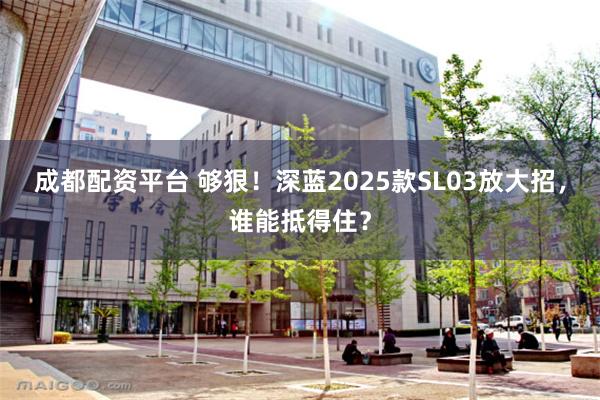 成都配资平台 够狠！深蓝2025款SL03放大招，谁能抵得住？