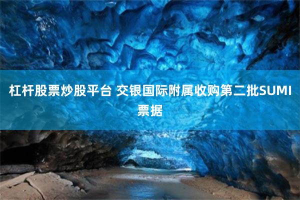 杠杆股票炒股平台 交银国际附属收购第二批SUMI票据